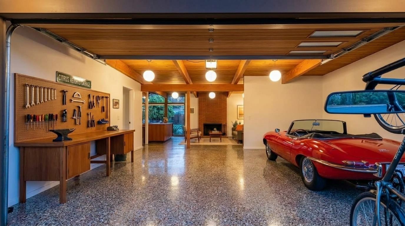 Payne Local Garage Door Interior View of Custom Garage Door Overhead and Workshop